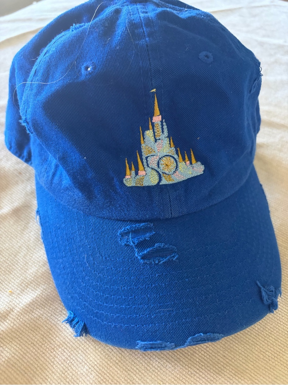 Disney 70th Anniversary Royal Blue Adjustable Canvas Baseball Cap